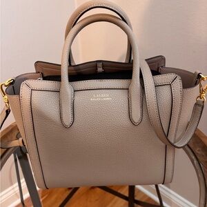 Never Used Tan Ralph Lauren Too Handle Purse with Long Strap